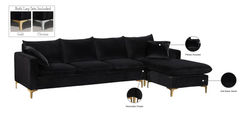 Barrel Black Velvet 2pc. Reversible Sectional Sectional