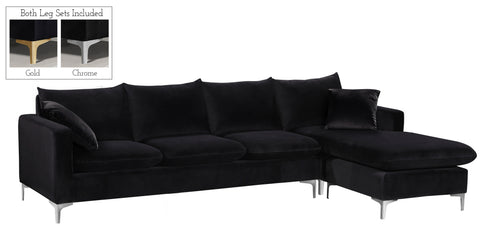 Barrel Black Velvet 2pc. Reversible Sectional Sectional