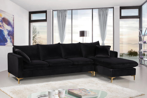 Barrel Black Velvet 2pc. Reversible Sectional Sectional