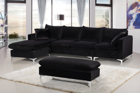 Barrel Black Velvet 2pc. Reversible Sectional Sectional