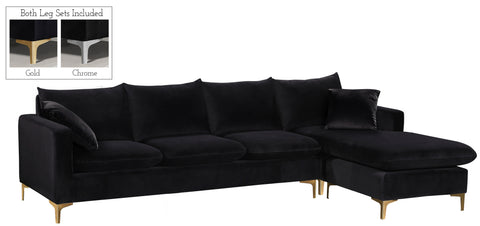 Barrel Black Velvet 2pc. Reversible Sectional Sectional
