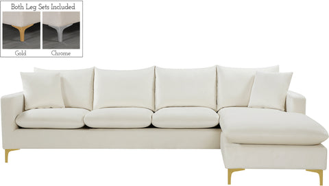 Barrel Cream Velvet 2pc. Reversible Sectional Sectional
