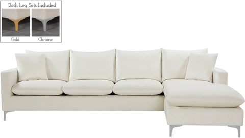 Barrel Cream Velvet 2pc. Reversible Sectional Sectional
