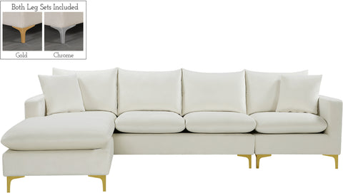Barrel Cream Velvet 2pc. Reversible Sectional Sectional