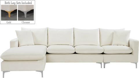 Barrel Cream Velvet 2pc. Reversible Sectional Sectional