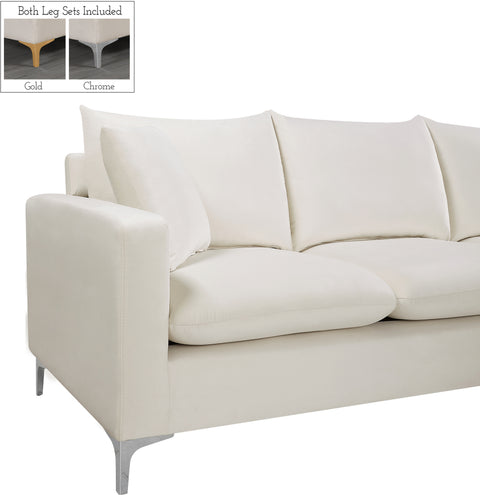 Barrel Cream Velvet 2pc. Reversible Sectional Sectional