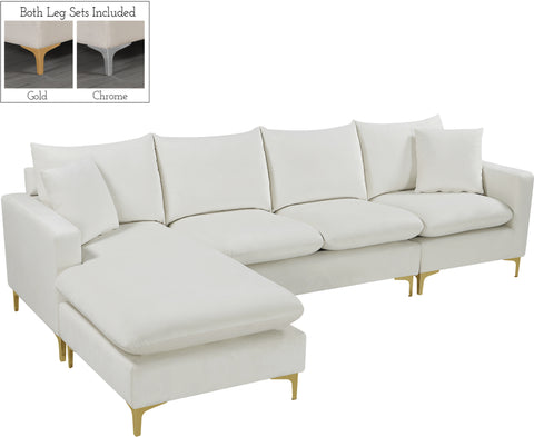 Barrel Cream Velvet 2pc. Reversible Sectional Sectional