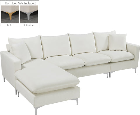 Barrel Cream Velvet 2pc. Reversible Sectional Sectional