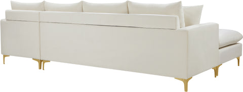 Barrel Cream Velvet 2pc. Reversible Sectional Sectional