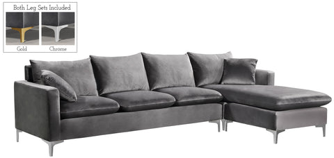 Barrel Grey Velvet 2pc. Reversible Sectional Sectional