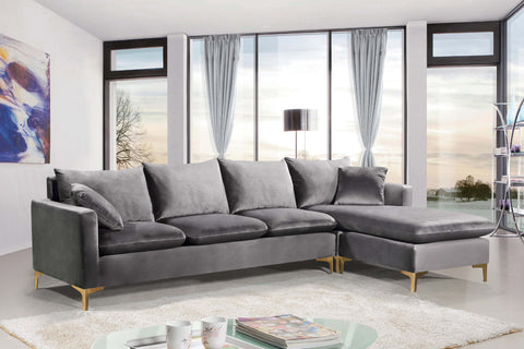 Barrel Grey Velvet 2pc. Reversible Sectional Sectional