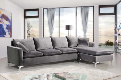 Barrel Grey Velvet 2pc. Reversible Sectional Sectional