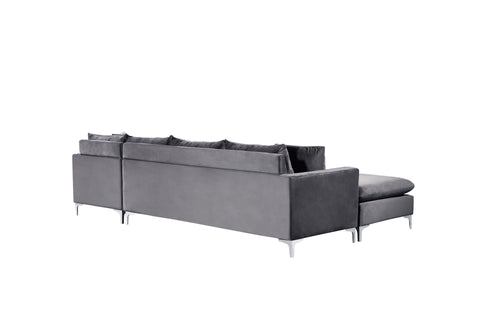Barrel Grey Velvet 2pc. Reversible Sectional Sectional