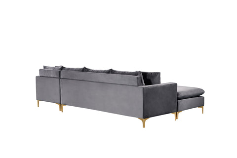 Barrel Grey Velvet 2pc. Reversible Sectional Sectional