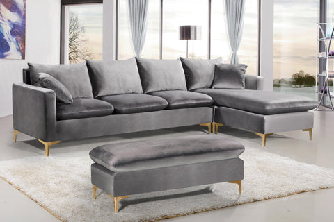 Barrel Grey Velvet 2pc. Reversible Sectional Sectional
