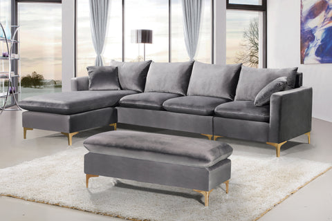 Barrel Grey Velvet 2pc. Reversible Sectional Sectional