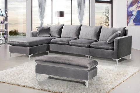 Barrel Grey Velvet 2pc. Reversible Sectional Sectional