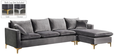 Barrel Grey Velvet 2pc. Reversible Sectional Sectional