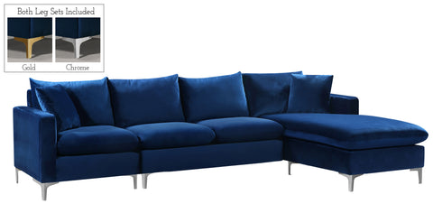 Barrel Navy Velvet 2pc. Reversible Sectional Sectional