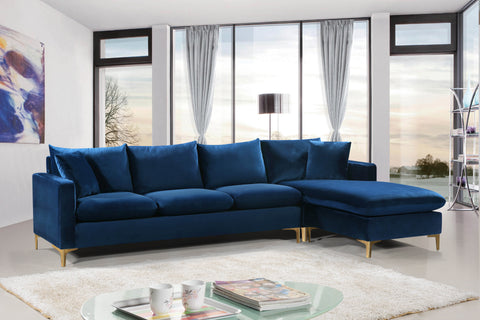 Barrel Navy Velvet 2pc. Reversible Sectional Sectional