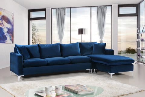 Barrel Navy Velvet 2pc. Reversible Sectional Sectional