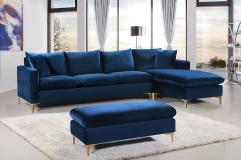 Barrel Navy Velvet 2pc. Reversible Sectional Sectional