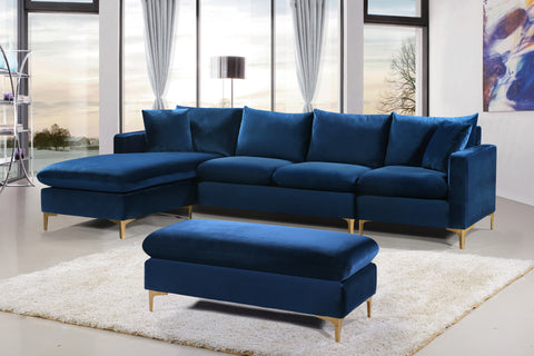 Barrel Navy Velvet 2pc. Reversible Sectional Sectional