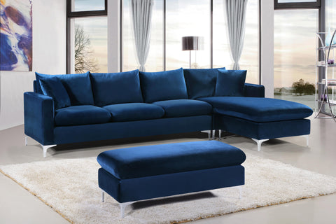 Barrel Navy Velvet 2pc. Reversible Sectional Sectional