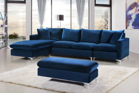 Barrel Navy Velvet 2pc. Reversible Sectional Sectional