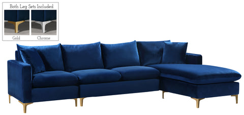 Barrel Navy Velvet 2pc. Reversible Sectional Sectional
