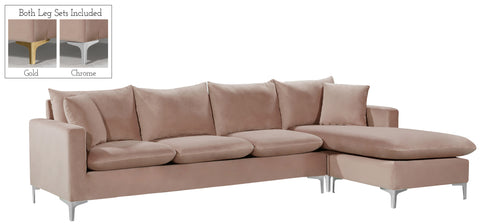 Barrel Pink Velvet 2pc. Reversible Sectional Sectional