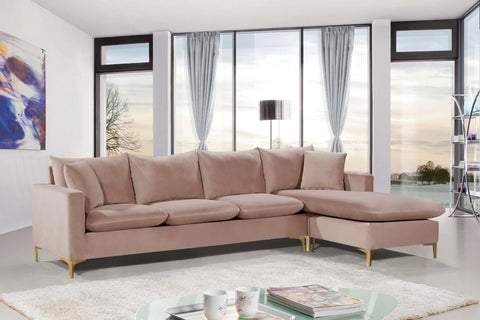 Barrel Pink Velvet 2pc. Reversible Sectional Sectional