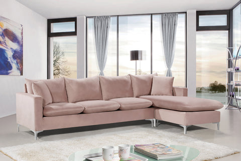 Barrel Pink Velvet 2pc. Reversible Sectional Sectional