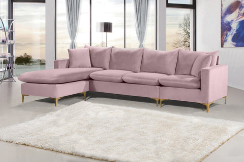 Barrel Pink Velvet 2pc. Reversible Sectional Sectional