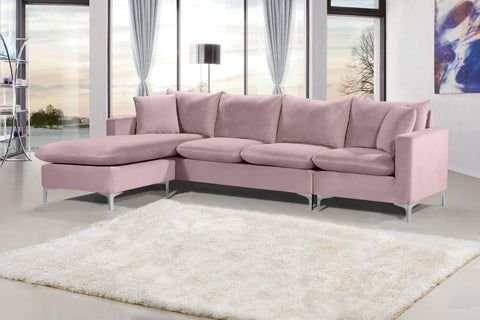Barrel Pink Velvet 2pc. Reversible Sectional Sectional