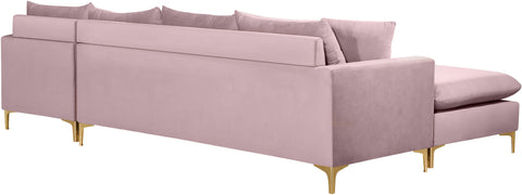 Barrel Pink Velvet 2pc. Reversible Sectional Sectional