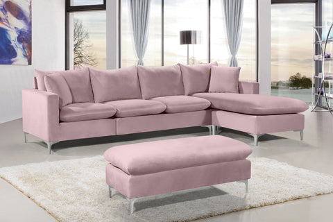 Barrel Pink Velvet 2pc. Reversible Sectional Sectional