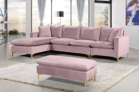 Barrel Pink Velvet 2pc. Reversible Sectional Sectional