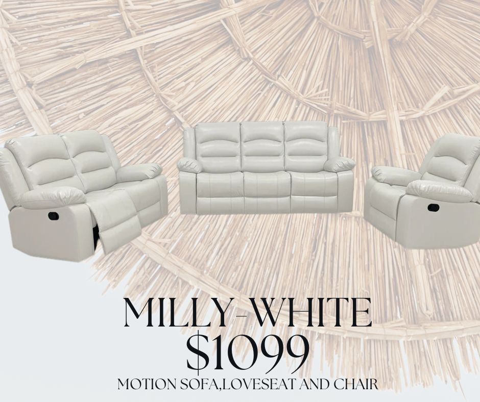 milly reclining sofa & loveseat -white