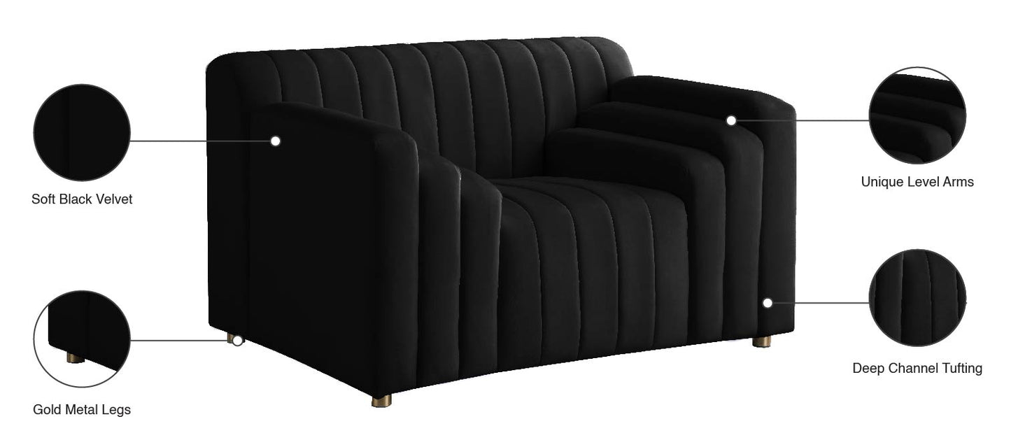 elly black velvet chair c