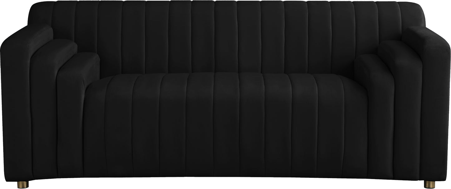 elly black velvet loveseat l