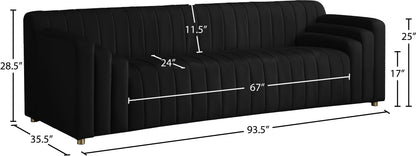 Elly Black Velvet Sofa S