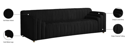 Elly Black Velvet Sofa S