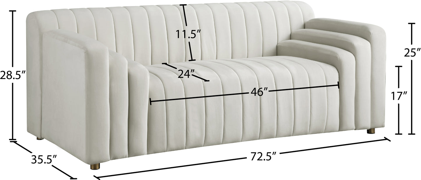 elly cream velvet loveseat l