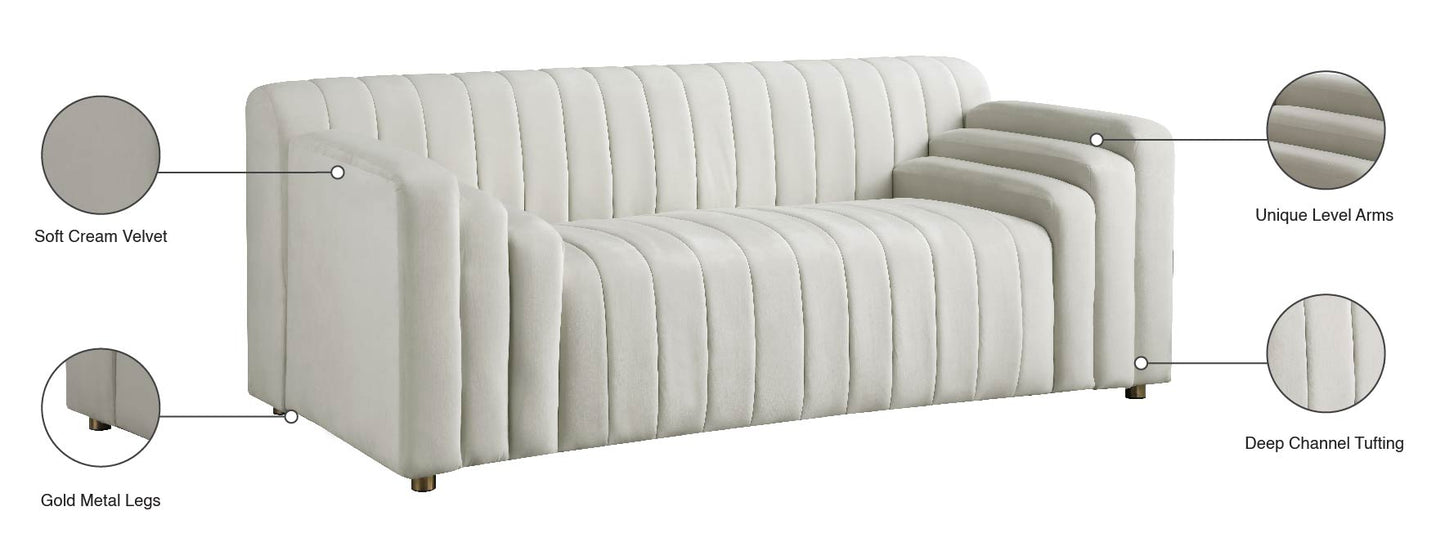 elly cream velvet loveseat l