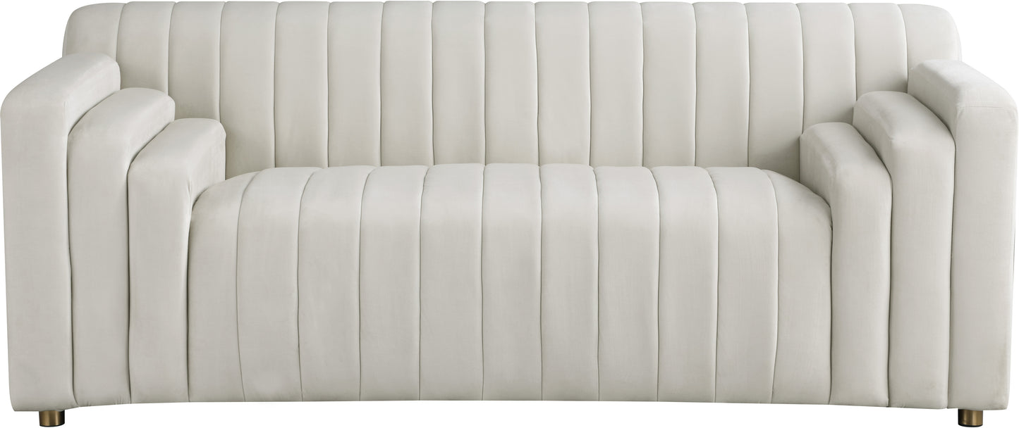 elly cream velvet loveseat l