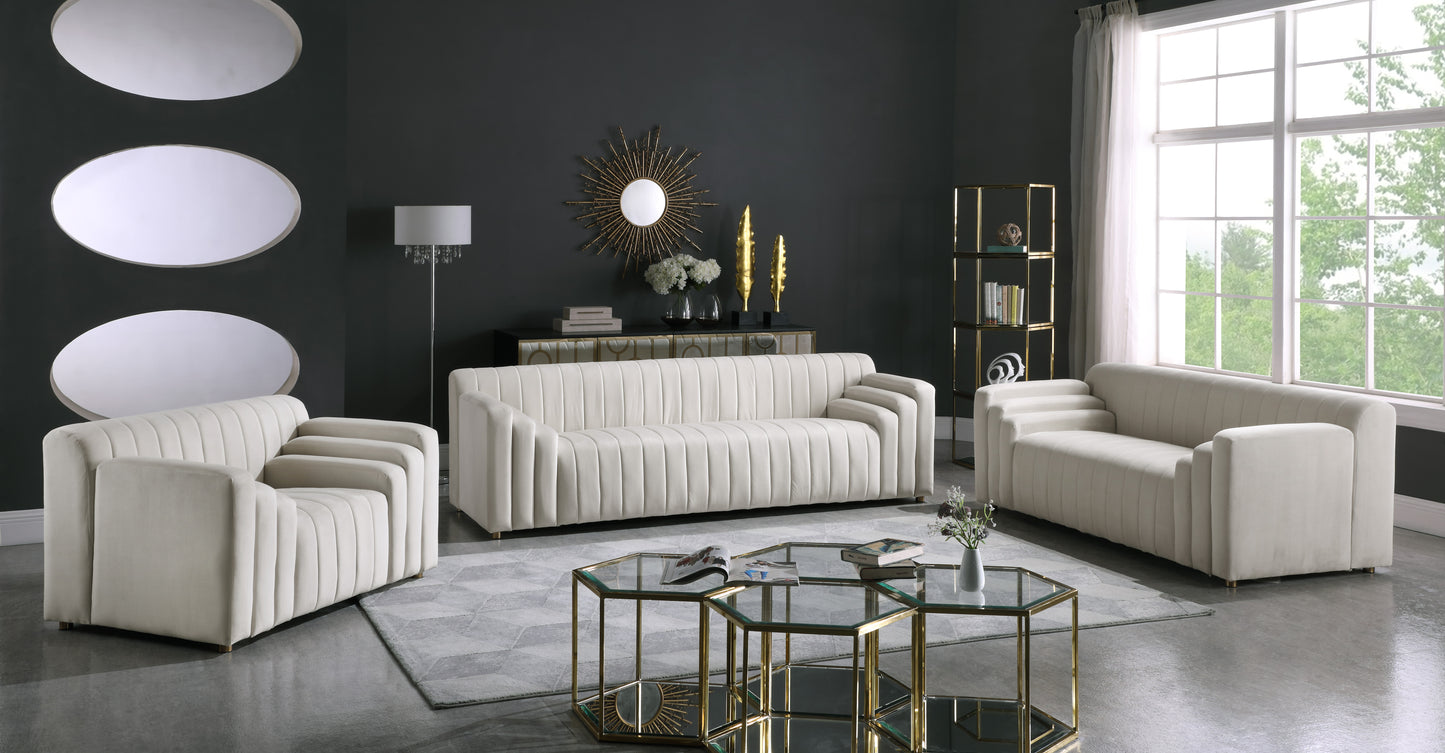 elly cream velvet loveseat l