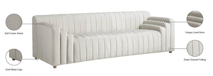 Elly Cream Velvet Sofa S