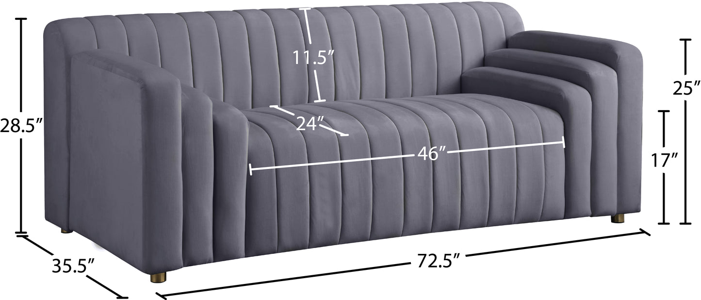 elly grey velvet loveseat l