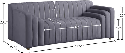 Elly Grey Velvet Loveseat L